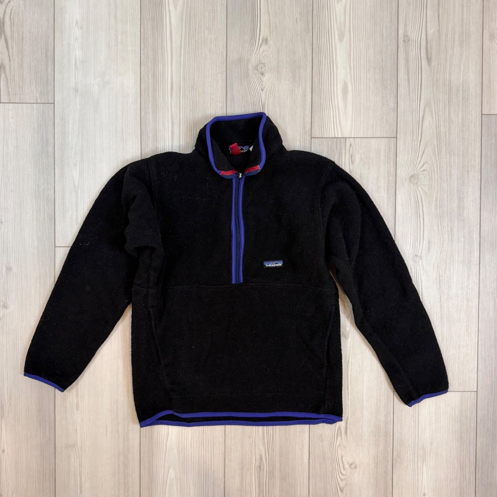 Patagonia Synchilla Fleece Pullover Vintage F98 Black Purple Trim Womens Medium